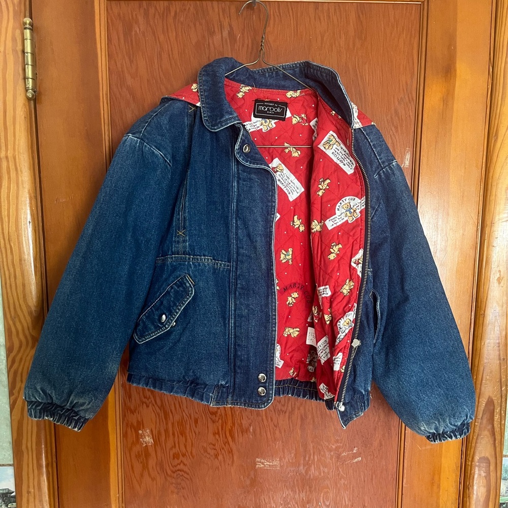 Vintage Kids Jean Coat with bear lining